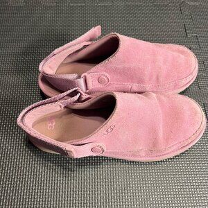 UGG Womens Pink Suede Slip-On Shoes With Adjustable Strap Size 5